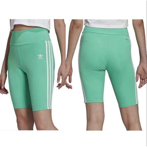 adidas Originals Mint Green 3-Stripes High Waist Bike Short NWT Size Medium - Picture 11 of 15